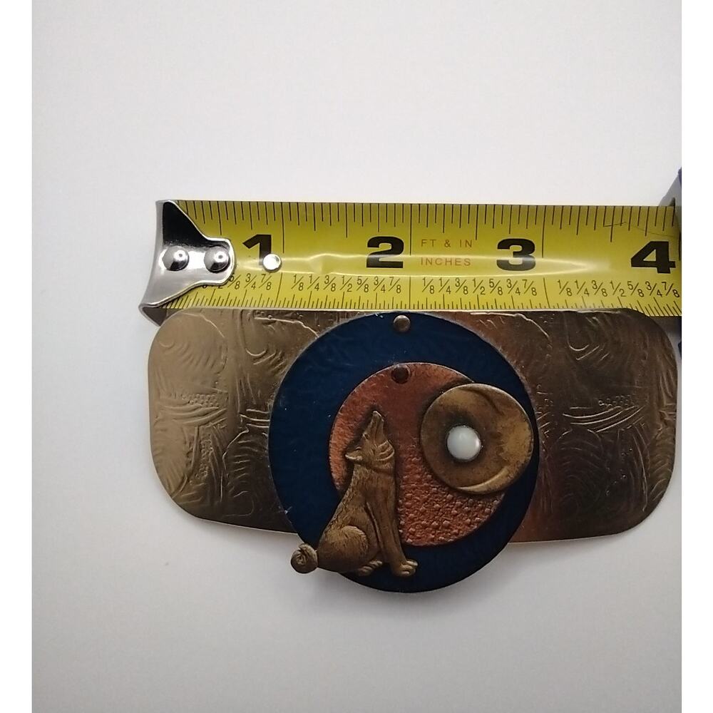 Vintage Wolf Themed French Hair Clip Howling to the Moon Articulated - Picture 8 of 9